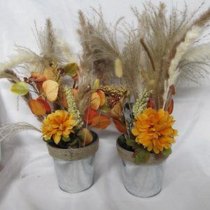 Set 8 Rustic Wedding Centerpieces Twine Wrapped Galvanized Buckets Boho Wedding